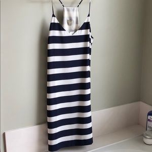 J Crew Factory Navy and White Striped Slip dress